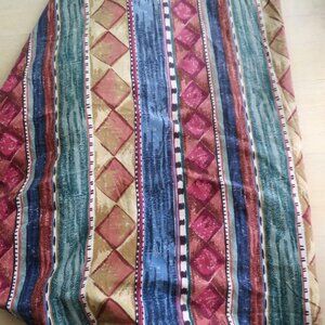 Vintage Dan River Queen Size Fitted Sheet Bold Striped Diamond Pattern Multicolo